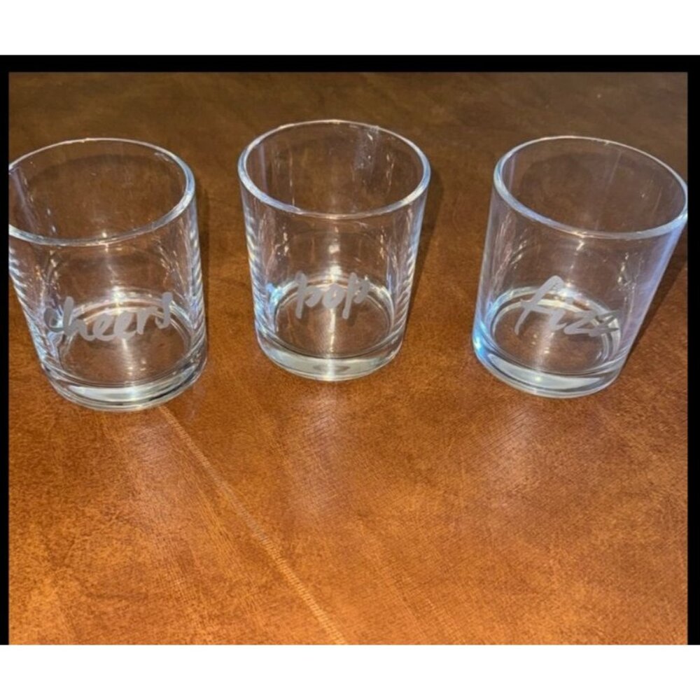 Etched Glass Tumblers Set Of 3 With Cheers Pop Fizz Design